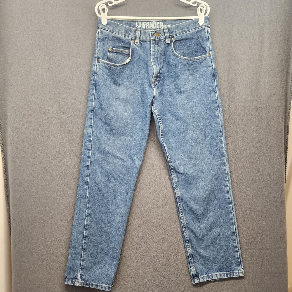 Gander Mtn Mens Jeans 32x29 Blue Straight Leg 100% Cotton Workwear Tagged 33x30